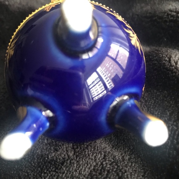 NEW Egg Trinket Box Fabrege Style Blue Gold decorative accent table small - Picture 7 of 8